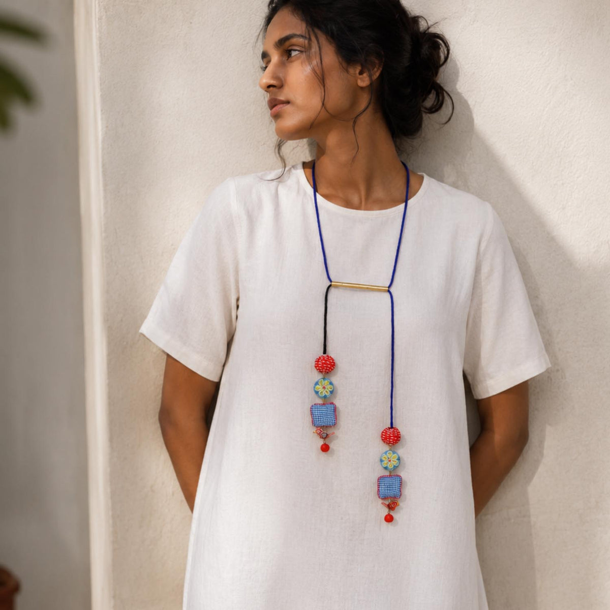 Julie Neckpiece- Blue-Black Multicolored