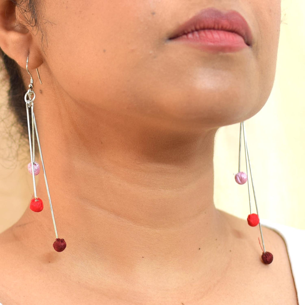 Aabha 3 line Long earrings- ABH3-L-E1