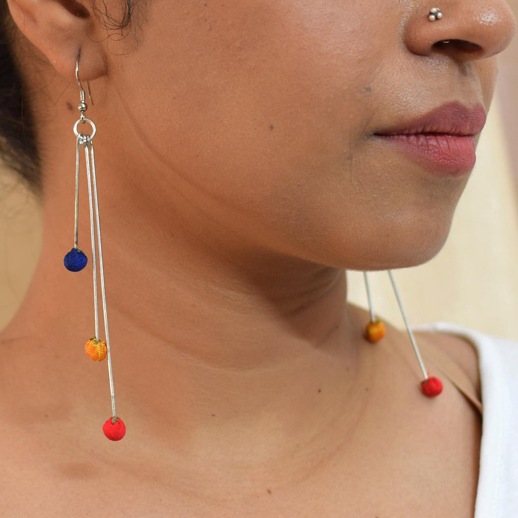 Aabha 3 line Long earrings- ABH3-L-E2