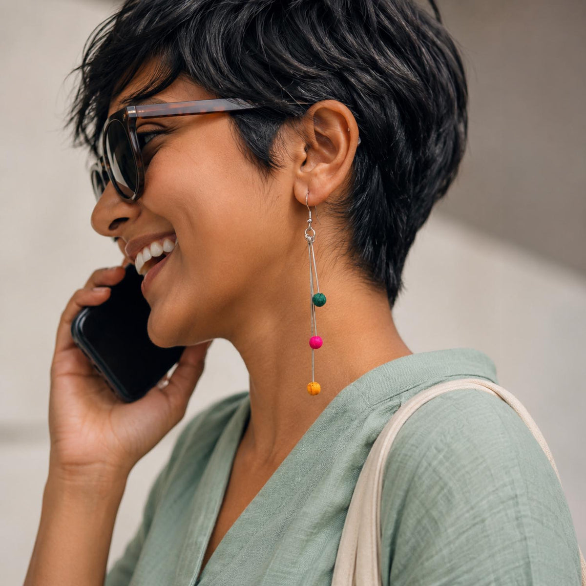 Aabha 3 line Short earrings- ABH3-SH-E2