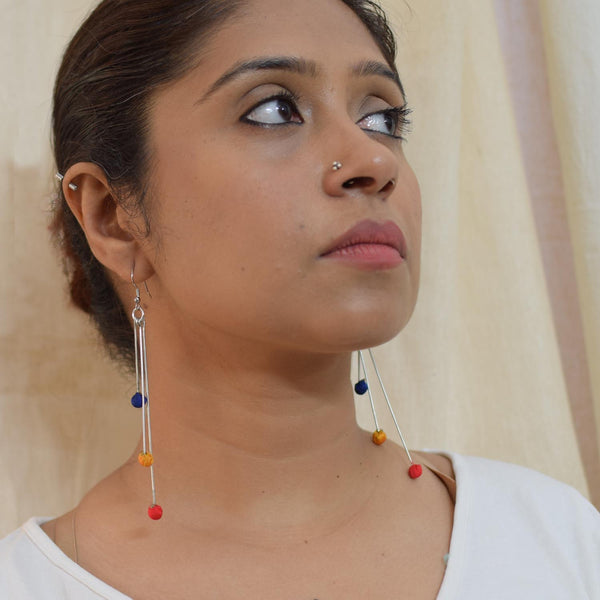 Aabha 3 line Long earrings- ABH3-L-E2