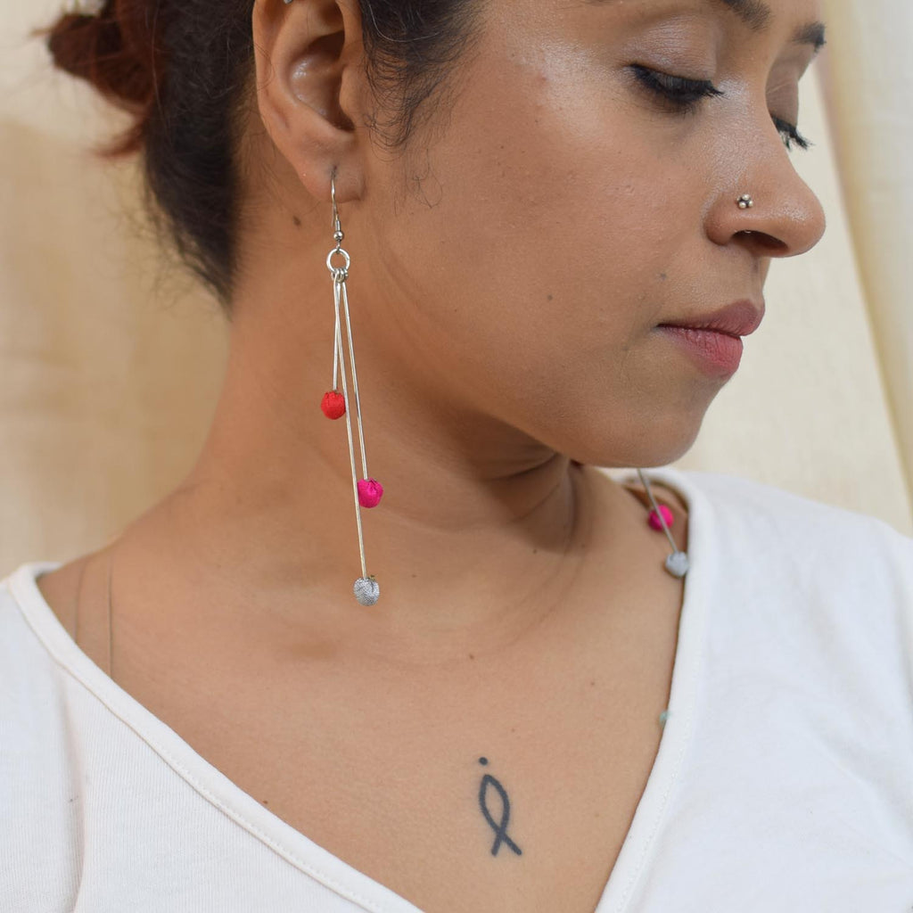 Aabha 3 line Long earrings- ABH3-L-E3