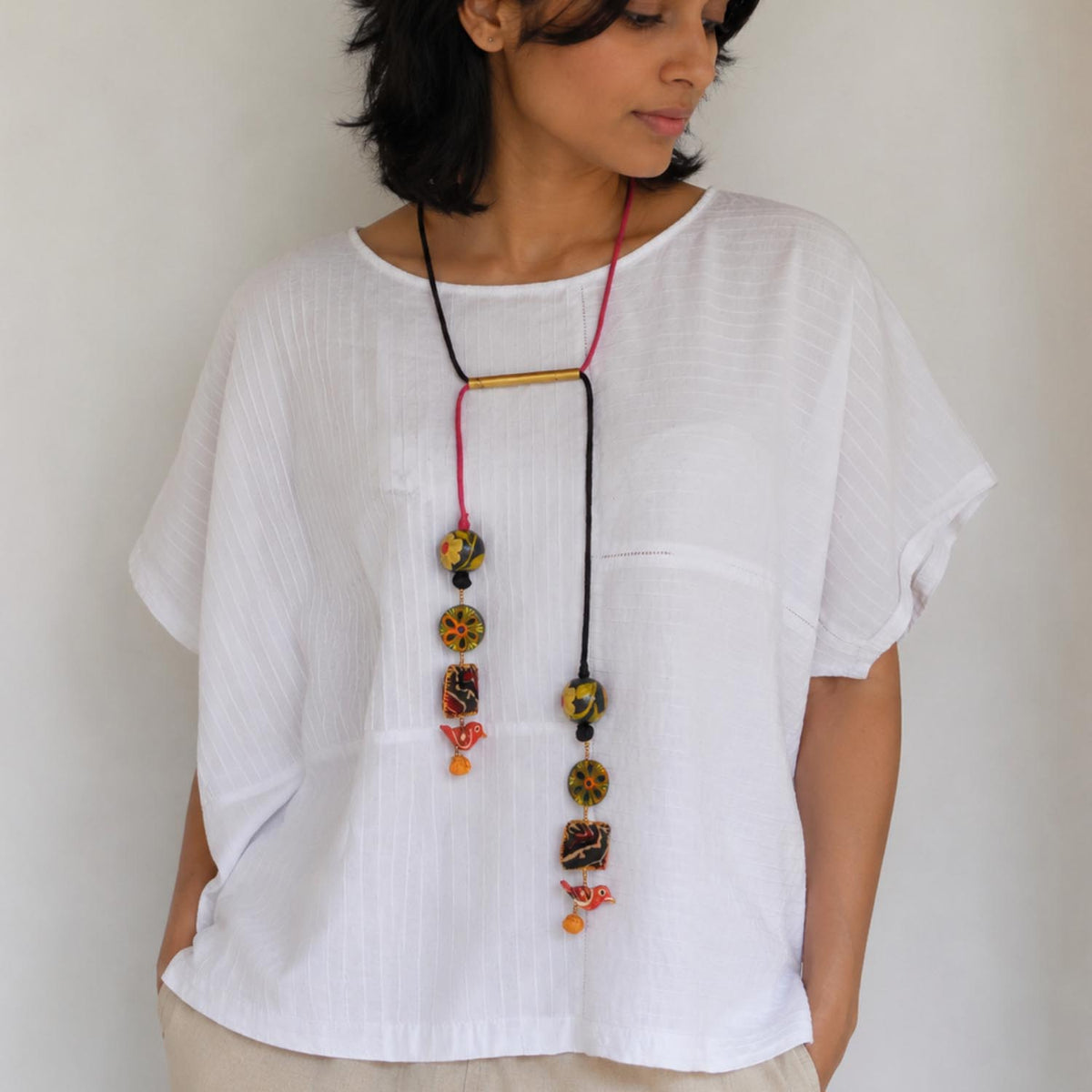 Julie neckpiece- Hot pink, Black, Multicolored 1