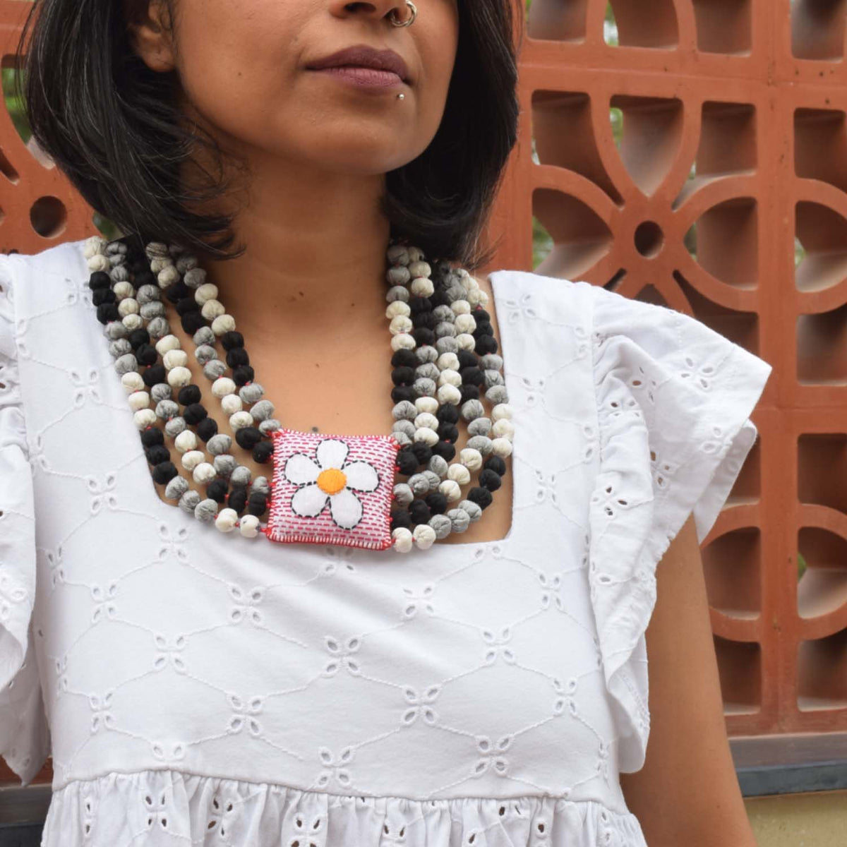 Rekha Neckpiece 2.0- Black/White- RE-N6