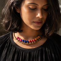 A close-up shot that shows how Kalpana hasli -fabric beads are rearranged in an inverted way.
