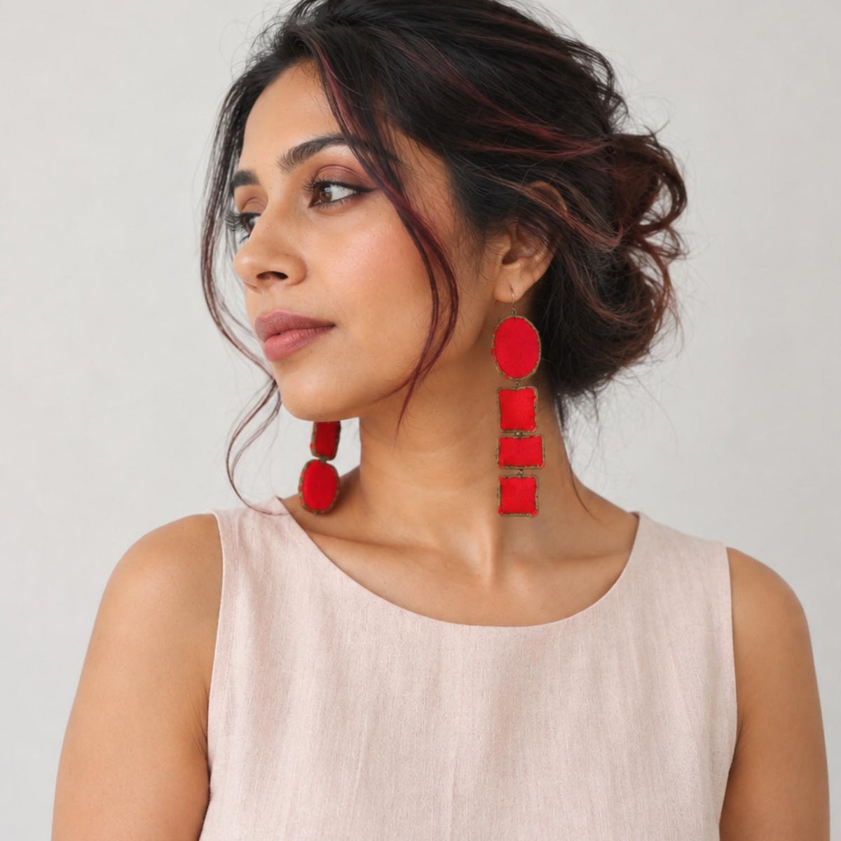 Nirali Rouge | Handcrafted Textile Statement Earrings