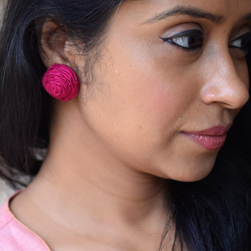 Rosy Stud Earrings in Deep Pink RO-E02